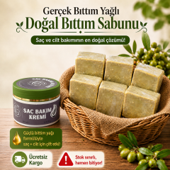 1 kg 6 kalıp sabun + 1 adet saç bakım kremi