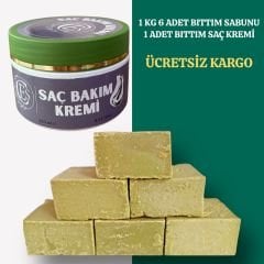 1 kg 6 kalıp sabun + 1 adet saç bakım kremi